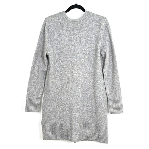 Tres Chic Women's Grey Wool Blend Open Front Long Cardigan Patch Pockets Size M - Picture 2 of 14